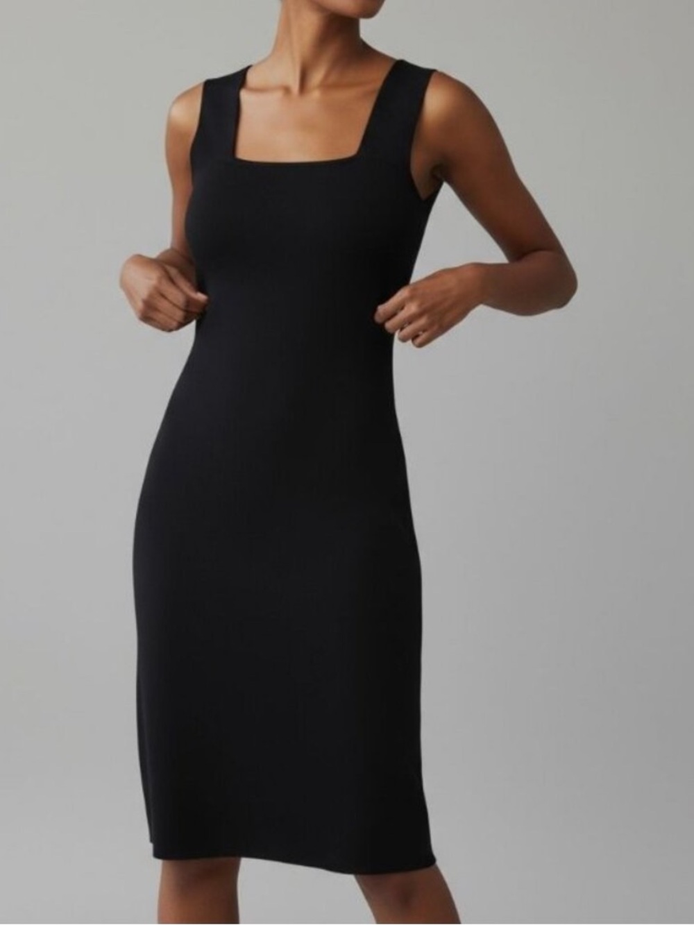 House of Harlow 1960 Knit Compression Midi Dress Black Bodycon Womens XS